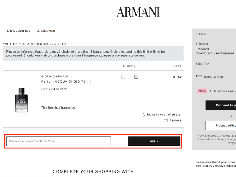 Armani coupon