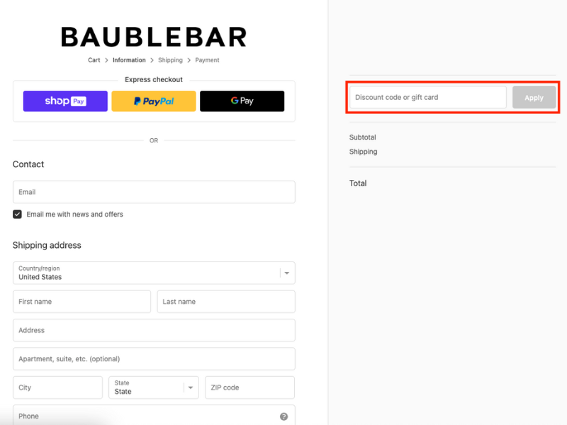 Baublebar coupon