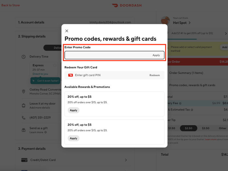 Door Dash coupon