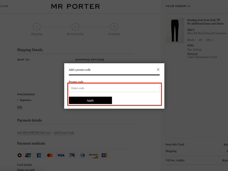 Mr Porter coupon