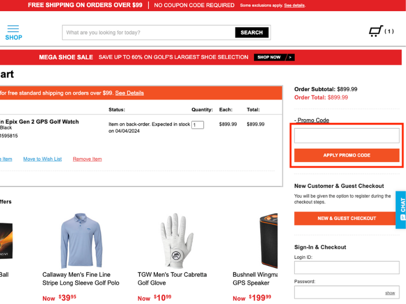 The Golf Warehouse Online coupon