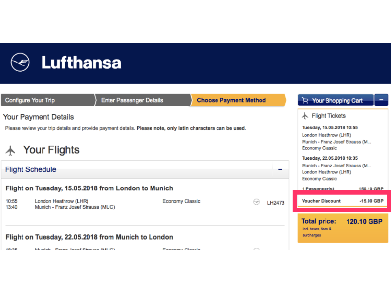 Lufthansa coupon