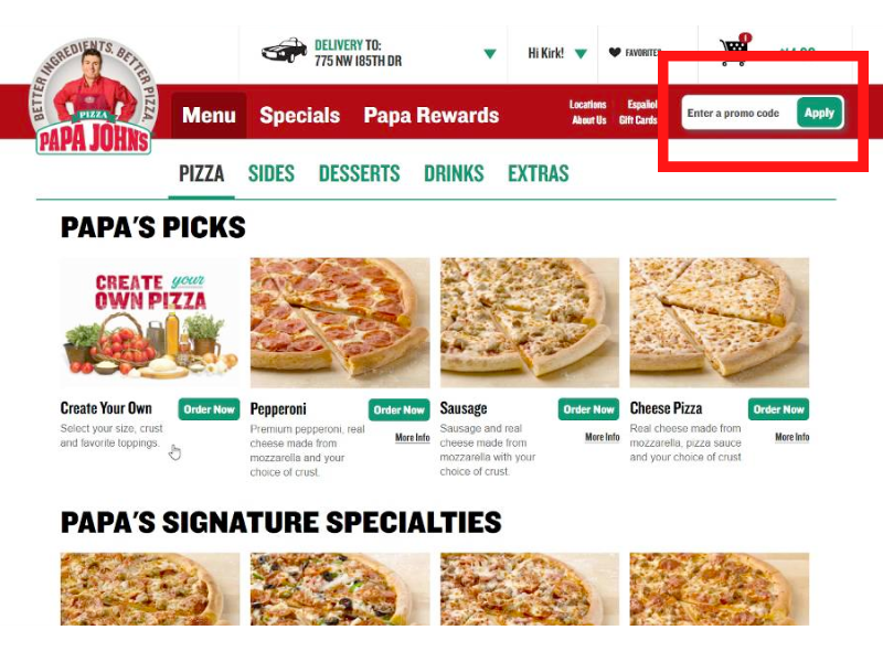 Papa John's Pizza coupon