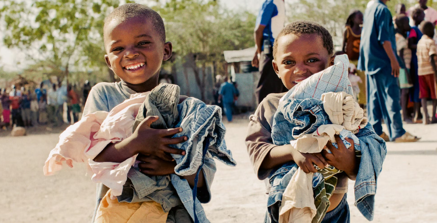kids with recycled clothes